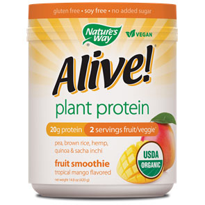 Alive! Plant Protein Fruit Smoothie - Tropical Mango, 14.8 oz, Nature's Way