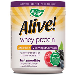 Alive! Whey Protein Fruit Smoothie - Berry Creme, 13.7 oz, Nature's Way