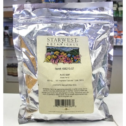 Aloe Leaf 500 mg, 500 Vegetable Capsules, StarWest Botanicals
