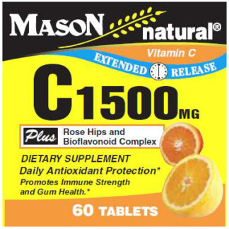 Vitamin C 1500 mg with Rose Hips & Bioflavonoid Complex, Time Release, 60 Tablets, Mason Natural