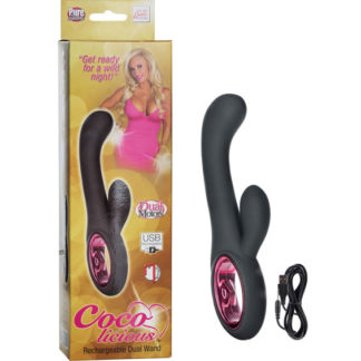 Coco licious Rechargeable Dual Wand Massager Vibrator - Black, California Exotic Novelties