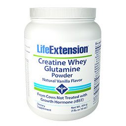 Creatine Whey Glutamine Powder, Natural Vanilla, 1 lb (454 g), Life Extension