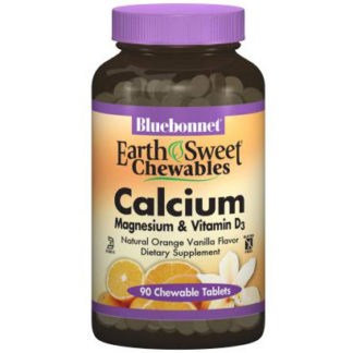 EarthSweet Chewables Calcium Magnesium & Vitamin D3, Natural Orange Vanilla Flavor, 90 Chewable Tablets, Bluebonnet Nutrition