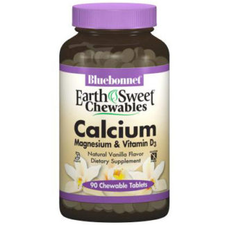 EarthSweet Chewables Calcium Magnesium & Vitamin D3, Natural Vanilla Flavor, 90 Chewable Tablets, Bluebonnet Nutrition
