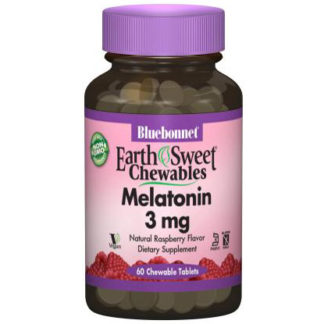 EarthSweet Chewables Melatonin 3 mg, Natural Raspberry Flavor, 120 Chewable Tablets, Bluebonnet Nutrition