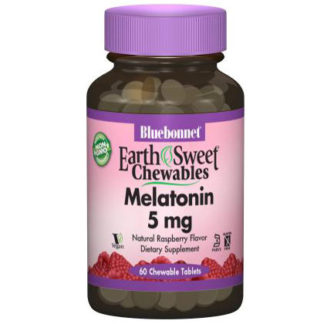 EarthSweet Chewables Melatonin 5 mg, Natural Raspberry Flavor, 120 Chewable Tablets, Bluebonnet Nutrition