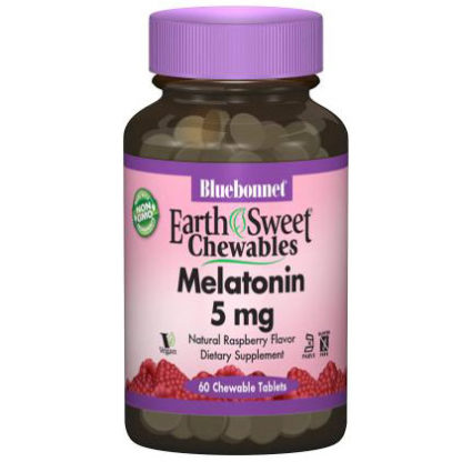 EarthSweet Chewables Melatonin 5 mg, Natural Raspberry Flavor, 60 Chewable Tablets, Bluebonnet Nutrition