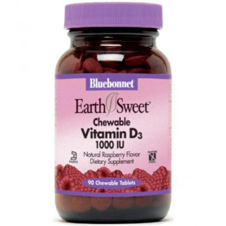 EarthSweet Chewble Vitamin D3 1000 IU, Natural Raspberry Flavor, 90 Tablets, Bluebonnet Nutrition