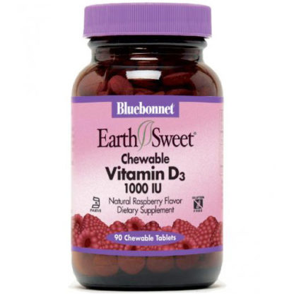 EarthSweet Chewble Vitamin D3 1000 IU, Natural Raspberry Flavor, 90 Tablets, Bluebonnet Nutrition