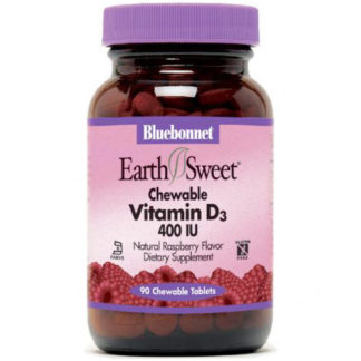 EarthSweet Chewble Vitamin D3 400 IU, Natural Raspberry Flavor, 90 Tablets, Bluebonnet Nutrition