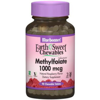 EarthSweet Chewables CellularActive Methylfolate 1000 mcg, Natural Raspberry Flavor, 90 Chewable Tablets, Bluebonnet Nutrition