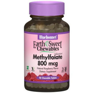 EarthSweet Chewables CellularActive Methylfolate 800 mcg, Natural Raspberry Flavor, 90 Chewable Tablets, Bluebonnet Nutrition