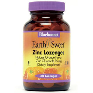 EarthSweet Zinc Lozenges 15 mg, Natural Orange Flavor, 60 Lozenges, Bluebonnet Nutrition