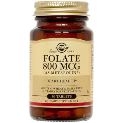 Folate 800 mcg (as Metafolin), 50 Tablets, Solgar