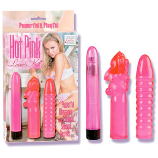 Hot Pink Lover's Kit, Vibe with Sleeves, California Exotic Novelties