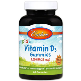 Kid's Vitamin D3 Gummies Chewable - Natural Fruit Flavors, 60 Gummies, Carlson Labs