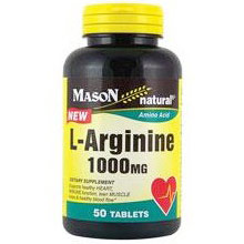 L-Arginine 1000 mg, 50 Tablets, Mason Natural