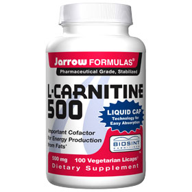 L-Carnitine 500 mg Vegetarian, 100 Liquid Capsules, Jarrow Formulas