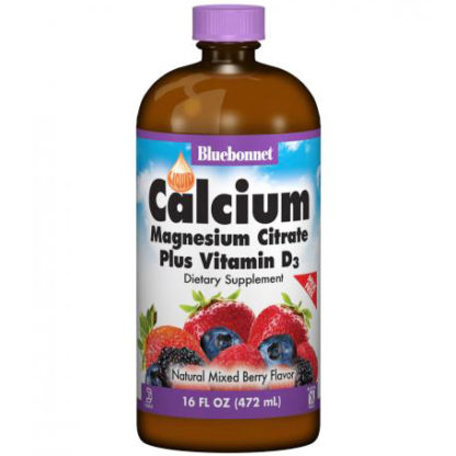 Liquid Calcium Magnesium Citrate Plus Vitamin D3, Natural Mixed Berry Flavor, 16 oz, Bluebonnet Nutrition