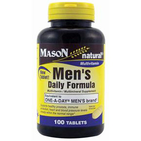 Men's Daily Formula, Mutivitamin & Multimineral Supplement, 100 Tablets, Mason Natural
