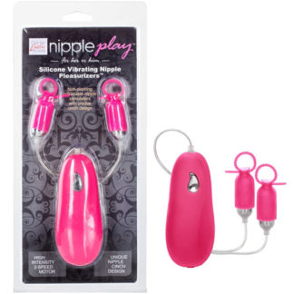 Nipple Play Silicone Vibrating Nipple Pleasurizers - Pink, California Exotic Novelties
