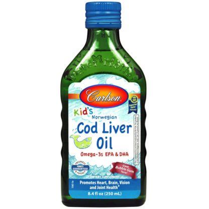 Norwegian Cod Liver Oil Liquid for Kids, Bubble Gum, 250 ml, Carlson Labs