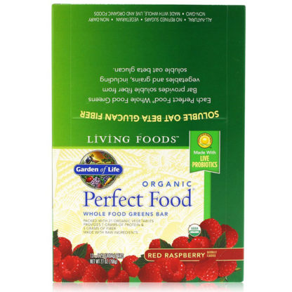 Organic Perfect Food, Whole Food Green Bar, Red Raspberry, 12 Bars, Garden of Life
