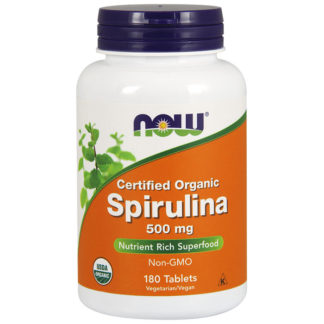 Organic Spirulina 500 mg, 180 Tablets, NOW Foods