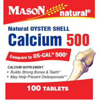 Oyster Shell Calcium 500 mg, 100 Tablets, Mason Natural