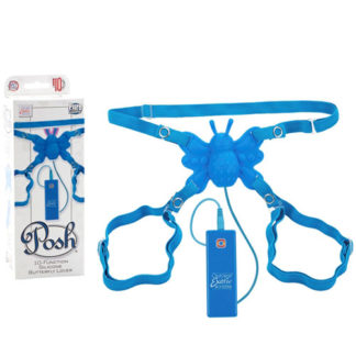 Posh 10-Function Silicone Butterfly Lover - Blue, Strap-On Vibrator, California Exotic Novelties