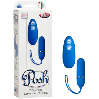 Posh 7-Function Lover's Remote Bullet Vibrator, Blue, California Exotic Novelties