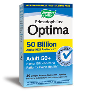 Primadophilus Optima Probiotics Adult 50+, Shelf Stable, 30 Vegetarian Capsules, Nature's Way