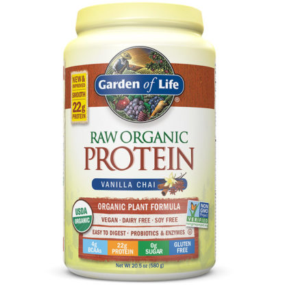Raw Organic Protein Powder - Vanilla Chai, 20.5 oz (580 g), Garden of Life