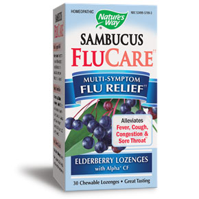 Sambucus FluCare Elderberry Lozenge (Flu Care), 30 Chewable Lozenges, Nature's Way