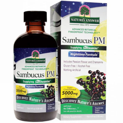 Sambucus PM Nighttime Formula, Alcohol-Free Liquid, 4 oz, Nature's Answer