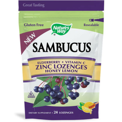 Sambucus Zinc Lozenges - Honey Lemon Flavor, 24 Lozenges, Nature's Way