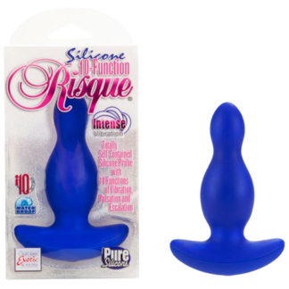 Silicone 10-Function Risque, Vibrating Anal Plug, Blue, California Exotic Novelties