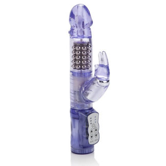 Waterproof Jack Rabbit Vibrator - Purple, 5 Rows of Beads, California Exotic Novelties