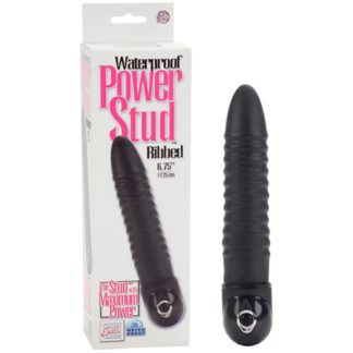 Waterproof Power Stud Ribbed Vibe, Black, California Exotic Novelties